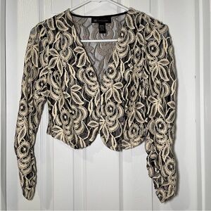 INC International Concepts Women's Black and Cream Lace Shawl